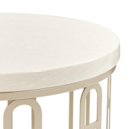 Marble Chairside Table Creamy Pearl La Marisia Collection By Michael Amini 9089225-112