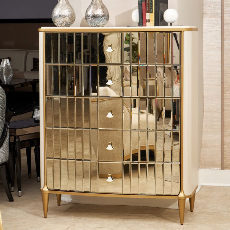 5-Drawer Chest Light Champagne Scotts Square Collection by Michael Amini  9097070SA-124