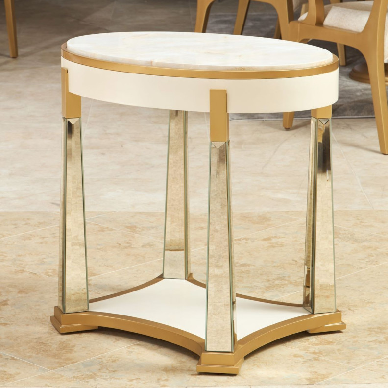 End Table Light Champagne Scotts Square Collection by Michael Amini  9097202-124