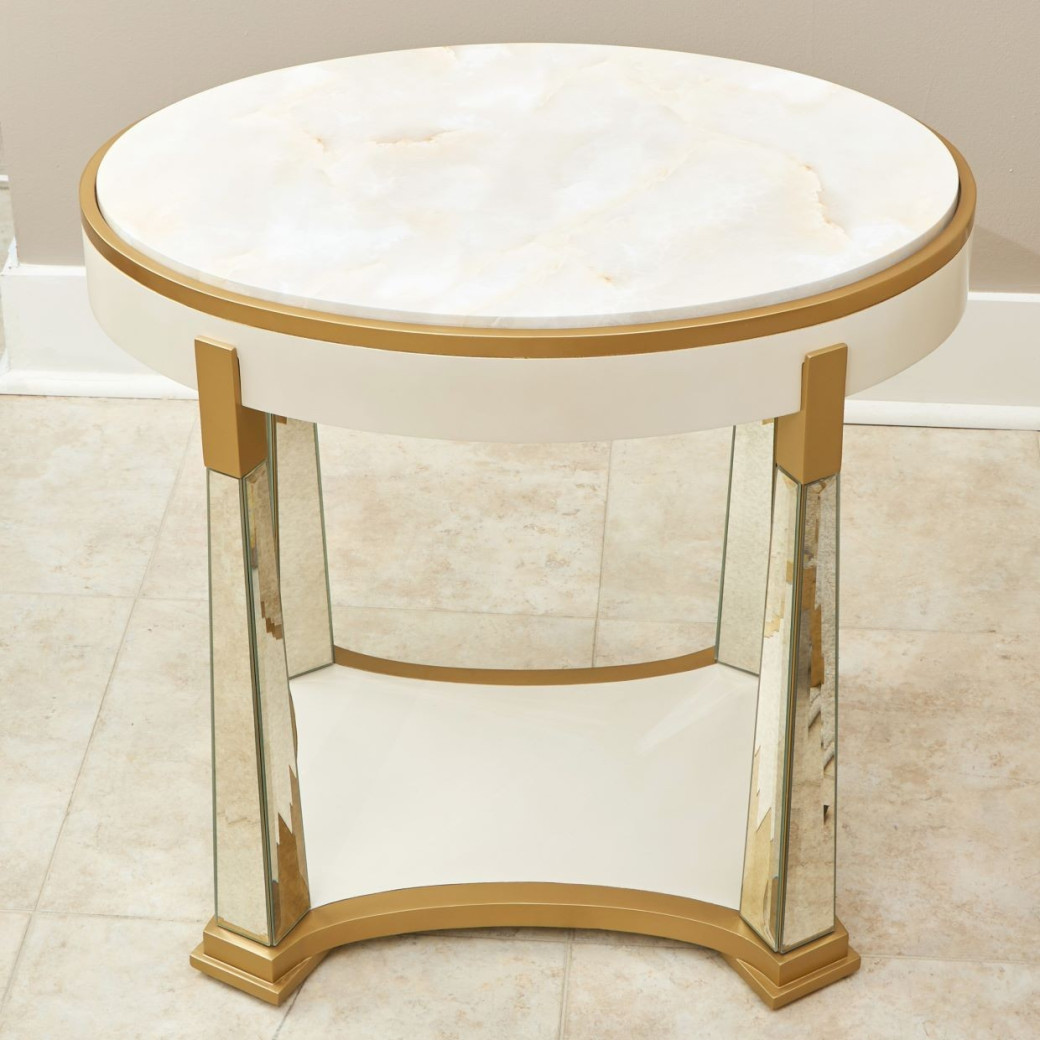 End Table Light Champagne Scotts Square Collection by Michael Amini  9097202-124
