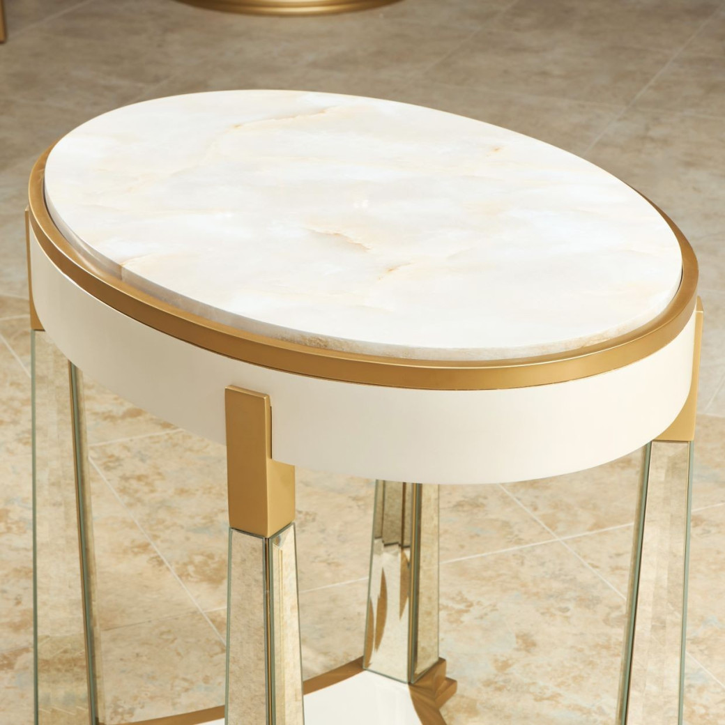 End Table Light Champagne Scotts Square Collection by Michael Amini  9097202-124
