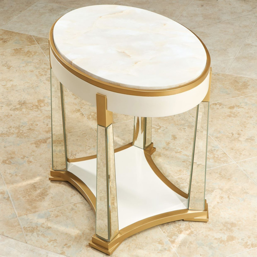 End Table Light Champagne Scotts Square Collection by Michael Amini  9097202-124