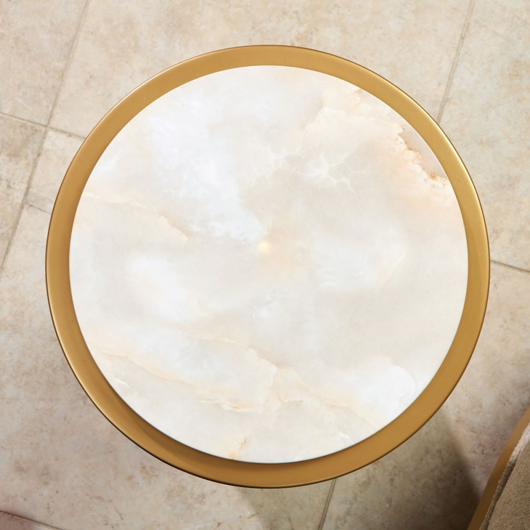 Chairside Table Light Champagne Square Collection By Michael Amini  9097222-124