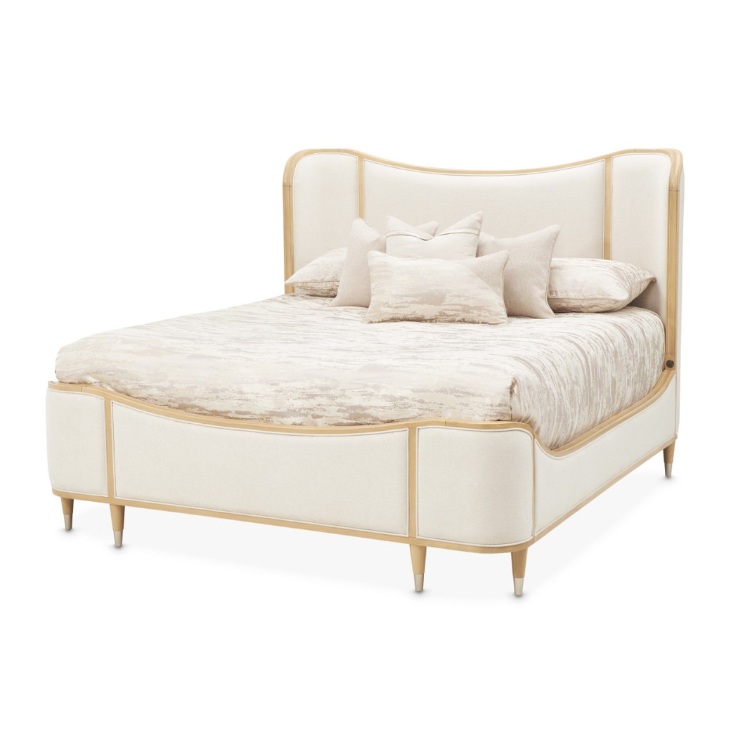 Queen Upholstered Bed Camellia Field Caramel Collection By Michael Amini 9090000EK3-134