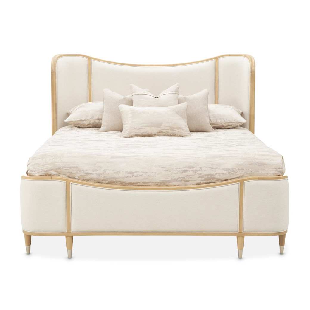 Queen Upholstered Bed Camellia Field Caramel Collection By Michael Amini 9090000EK3-134