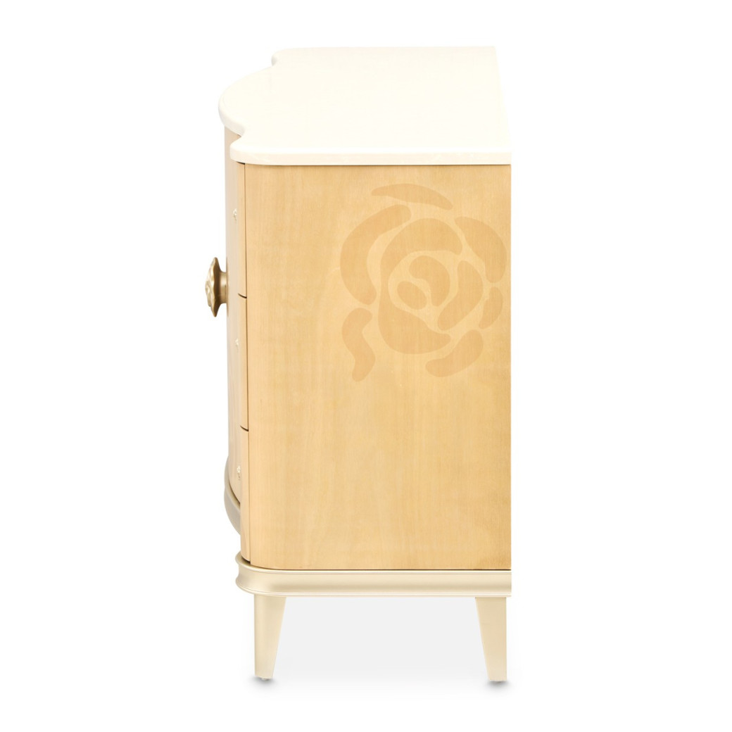 Queen Upholstered Bed Camellia Field Caramel Collection By Michael Amini 9090000EK3-134