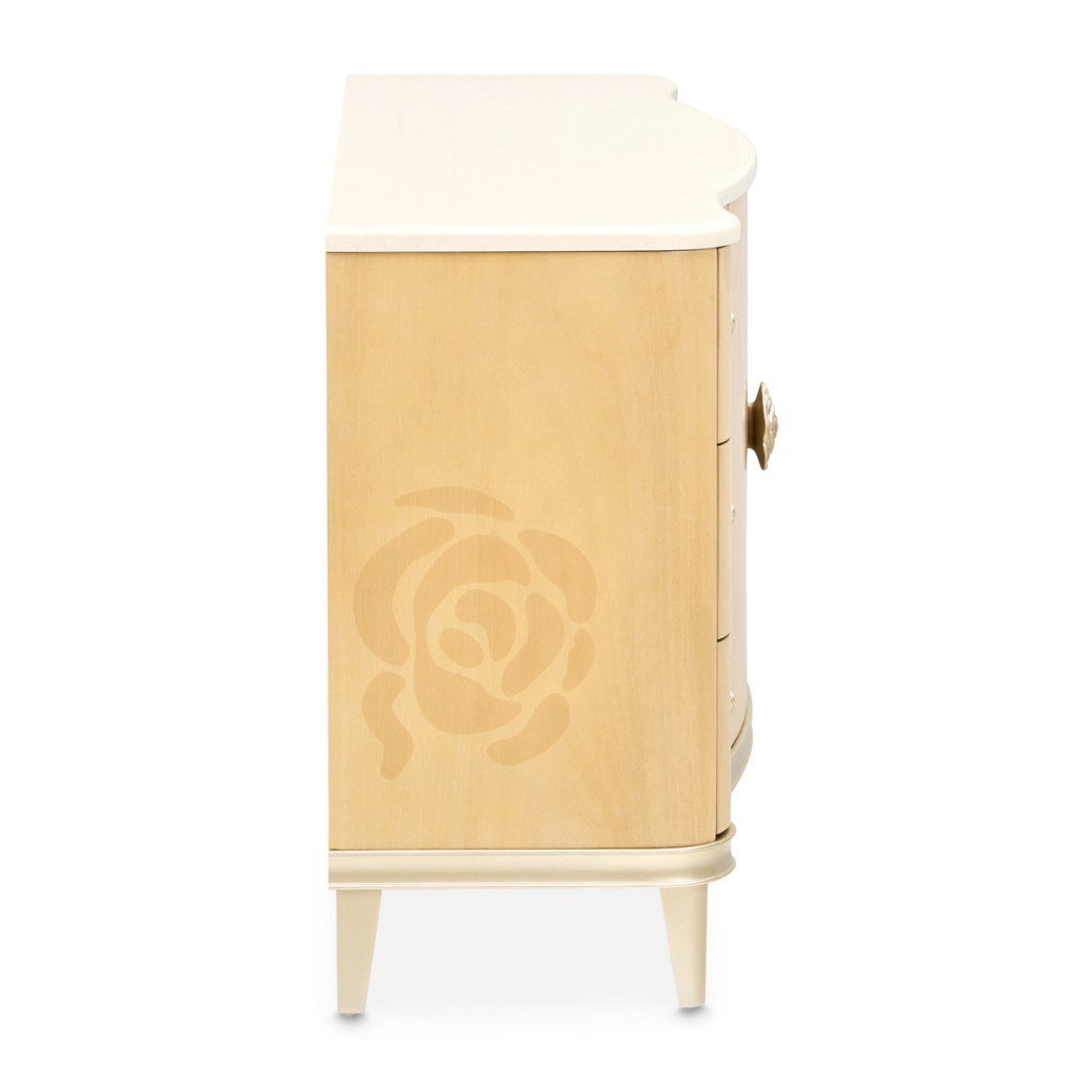 Queen Upholstered Bed Camellia Field Caramel Collection By Michael Amini 9090000EK3-134