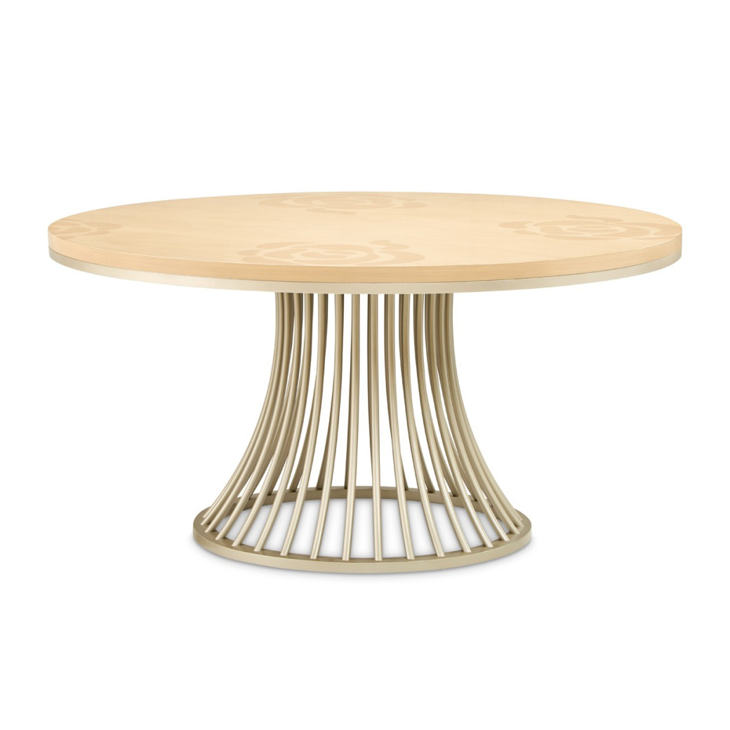 5PC Round Dining Table Camellia Field Caramel Collection By Michael Amini 9090001-134