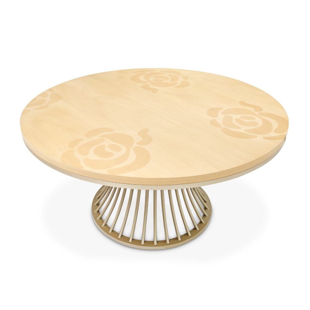 5PC Round Dining Table Camellia Field Caramel Collection By Michael Amini 9090001-134