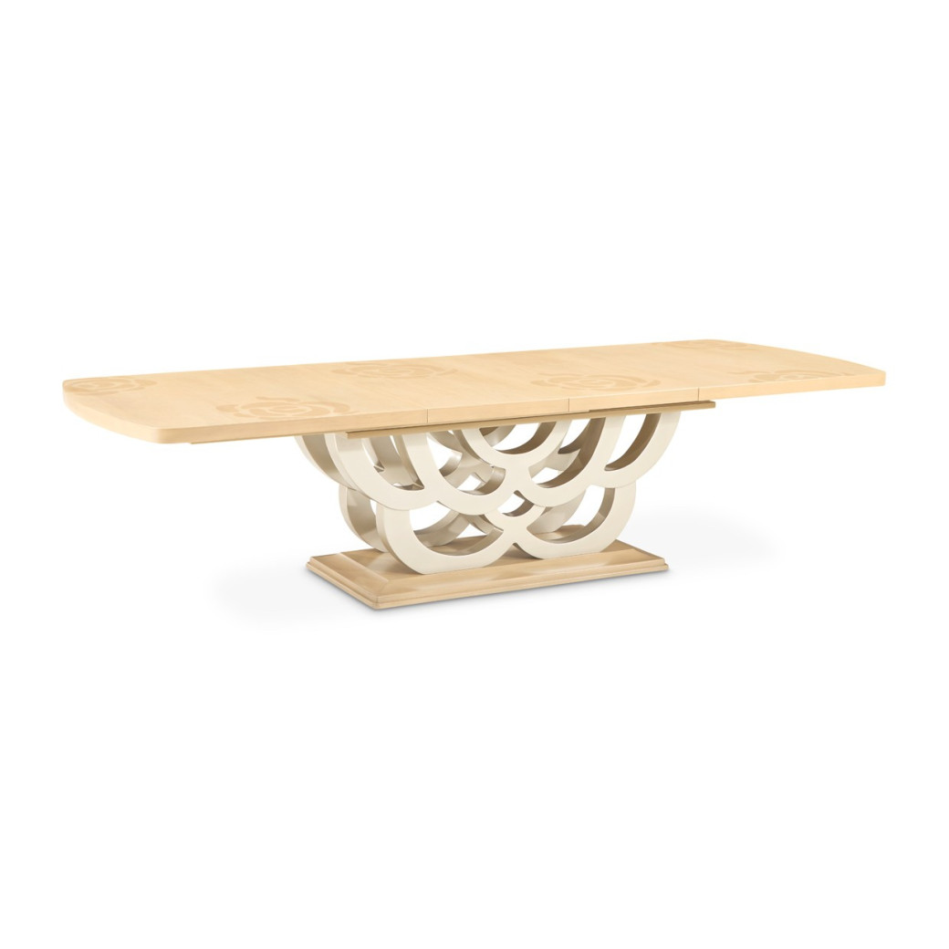 7PC Camellia Field Rect. Pedestal Dining  Set Caramel Collection By Michael Amini 9090002-134