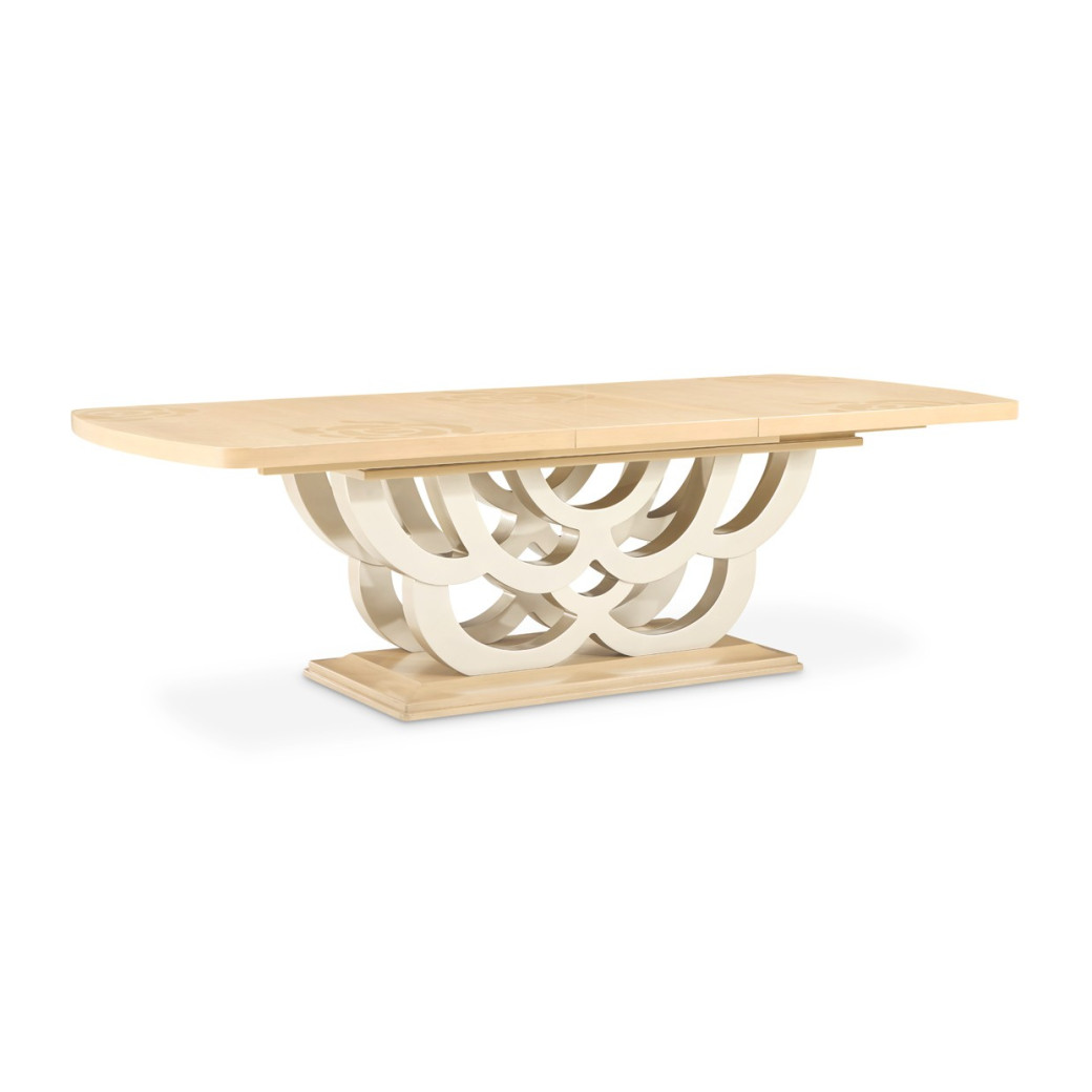 7PC Camellia Field Rect. Pedestal Dining  Set Caramel Collection By Michael Amini 9090002-134