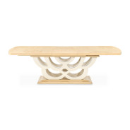 7PC Camellia Field Rect. Pedestal Dining  Set Caramel Collection By Michael Amini 9090002-134