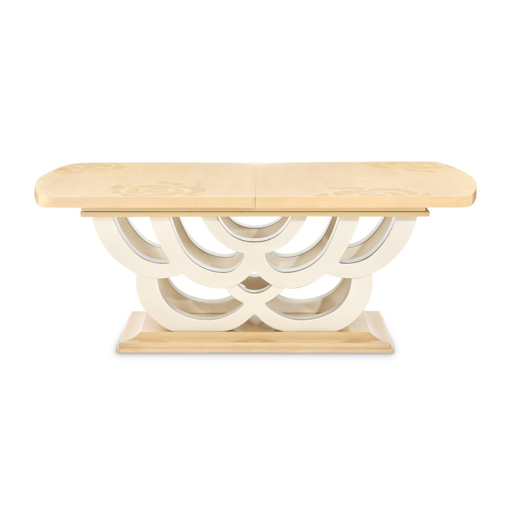 7PC Camellia Field Rect. Pedestal Dining  Set Caramel Collection By Michael Amini 9090002-134