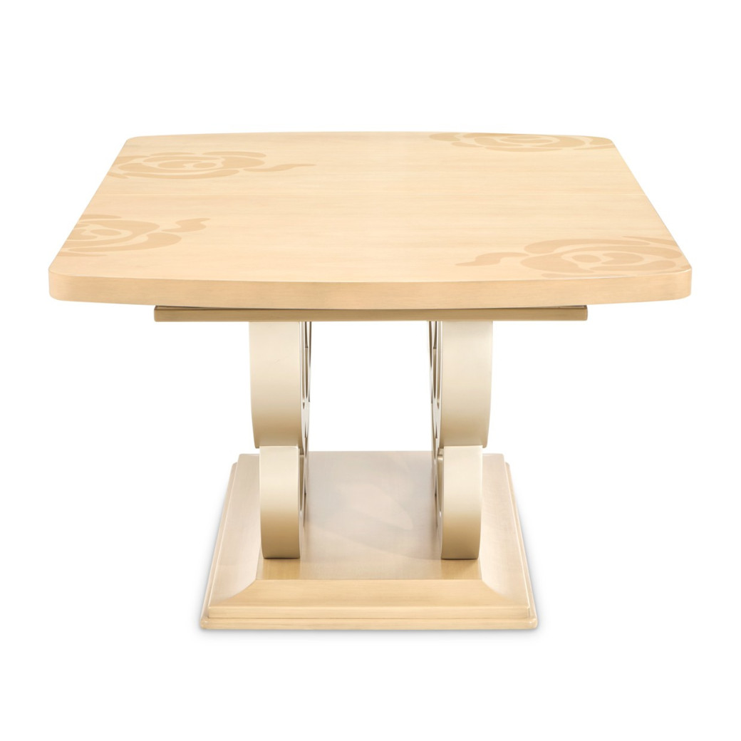 7PC Camellia Field Rect. Pedestal Dining  Set Caramel Collection By Michael Amini 9090002-134