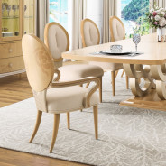 7PC Camellia Field Rect. Pedestal Dining  Set Caramel Collection By Michael Amini 9090002-134