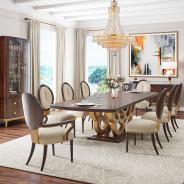7PC Rectabgular Dining Table Warm Pecan Camellia Field Collection By Michael Amini 9090002-400