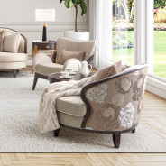 Matching Chair Linen Warm Pecan Pecan Camellia Field Collection By Michael Amini 9090835-LINEN-400