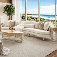 3 PC Sofa - Cornsilk/Champagne Camellia Field Caramel Collection by Michael Amini 9090-3PC-CNSLK-134