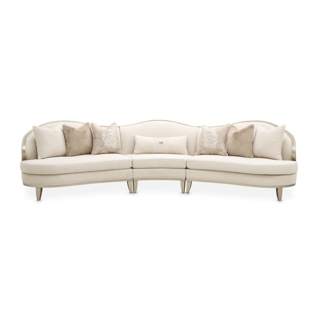 3 PC Sofa - Cornsilk/Champagne Camellia Field Caramel Collection by Michael Amini 9090-3PC-CNSLK-134