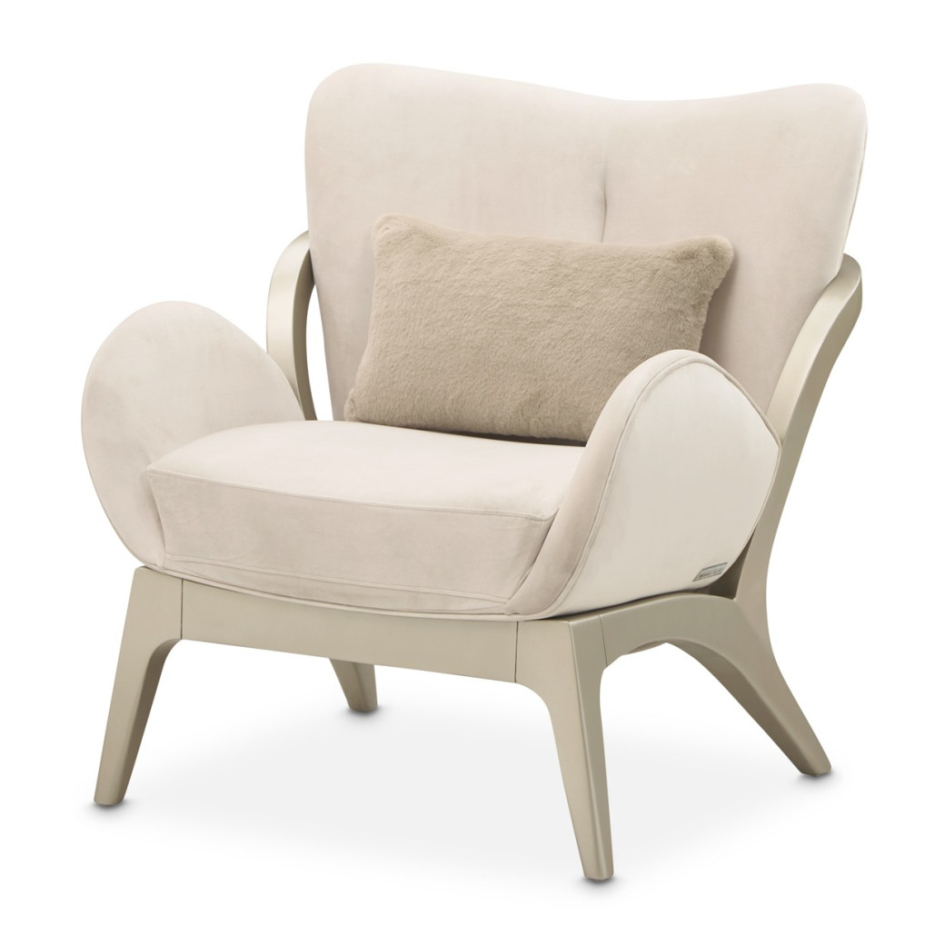 Camellia Field Accent Chair Ivory Caramel Collection by Michael Amini 9090834-IVORY-134