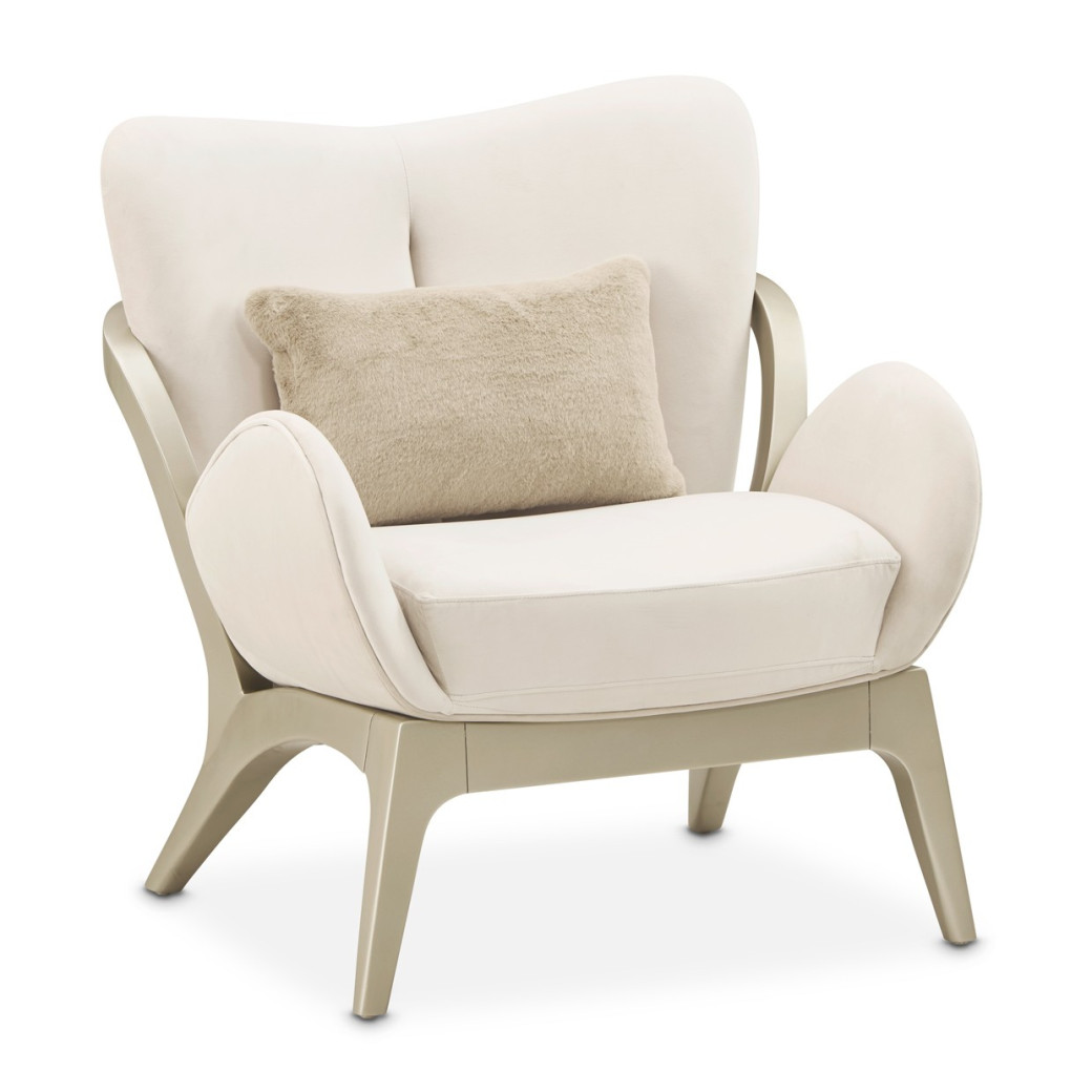 Camellia Field Accent Chair Ivory Caramel Collection by Michael Amini 9090834-IVORY-134