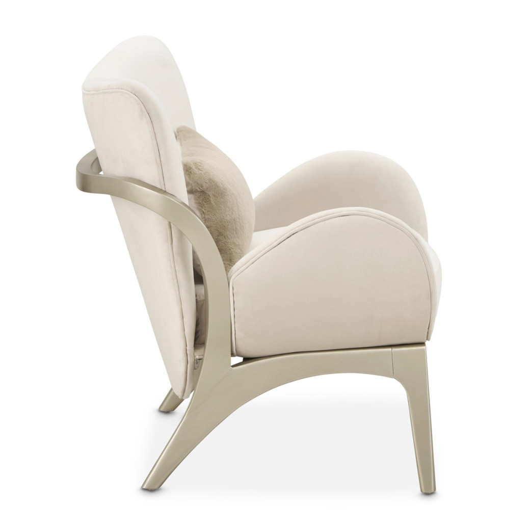 Camellia Field Accent Chair Ivory Caramel Collection by Michael Amini 9090834-IVORY-134