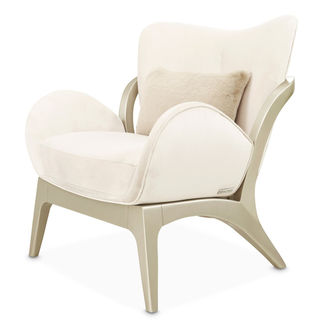 Camellia Field Accent Chair Ivory Caramel Collection by Michael Amini 9090834-IVORY-134