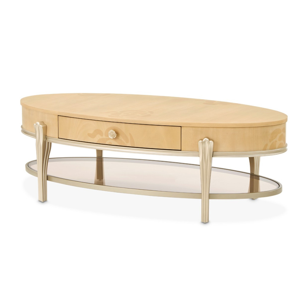 Camellia Field Oval Cocktail Table Caramel Collection By Michael Amini  9090201-134