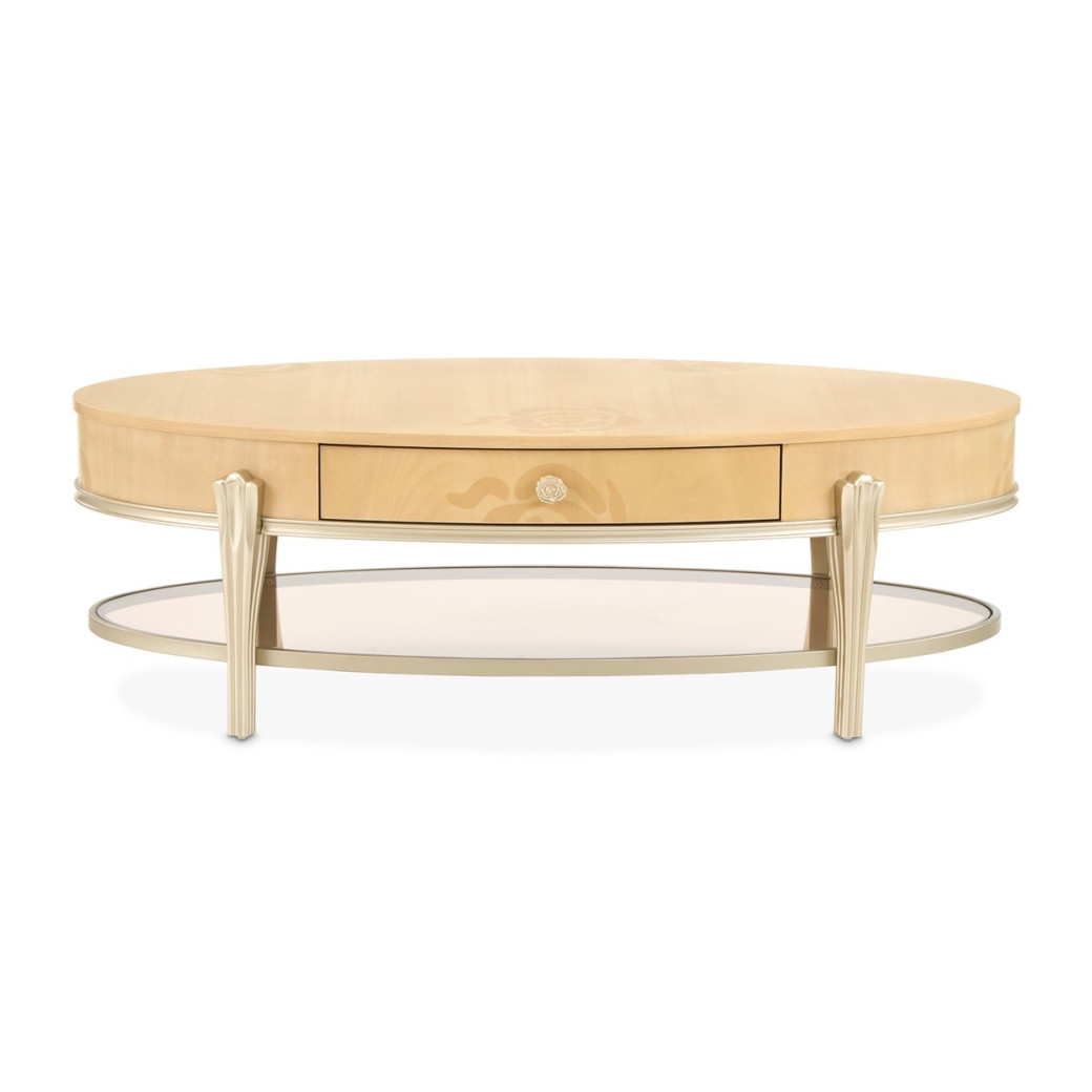 Camellia Field Oval Cocktail Table Caramel Collection By Michael Amini  9090201-134