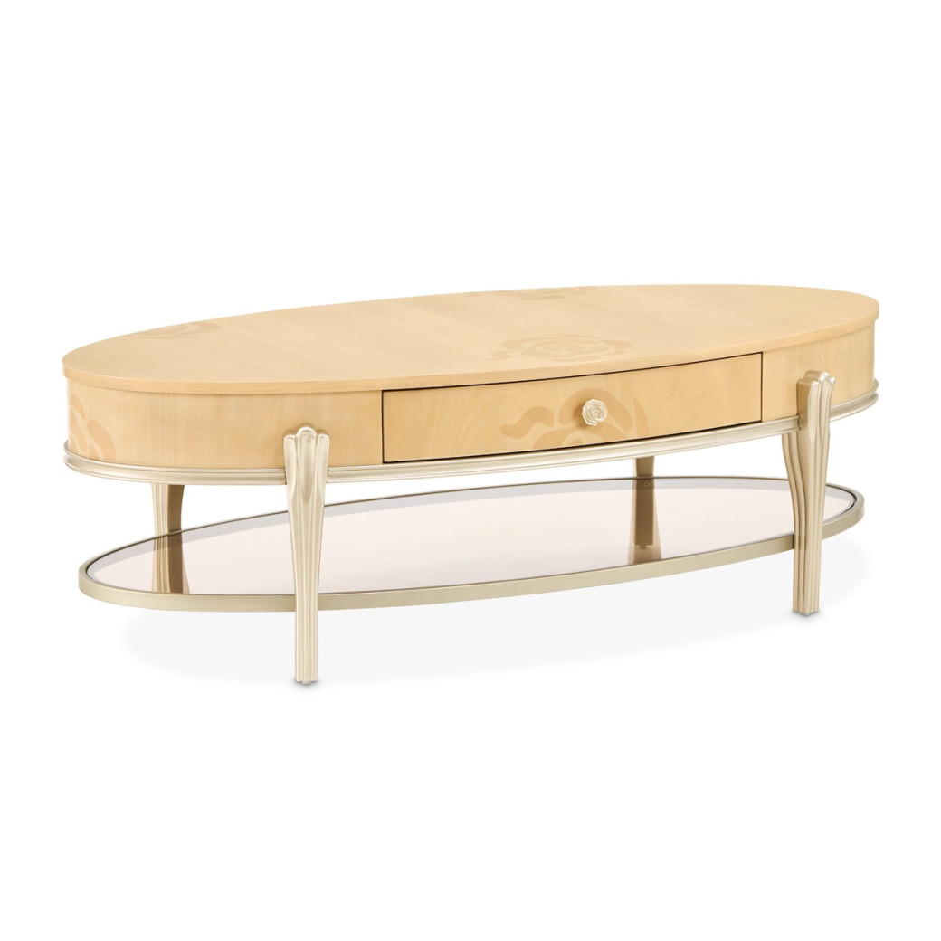 Camellia Field Oval Cocktail Table Caramel Collection By Michael Amini  9090201-134