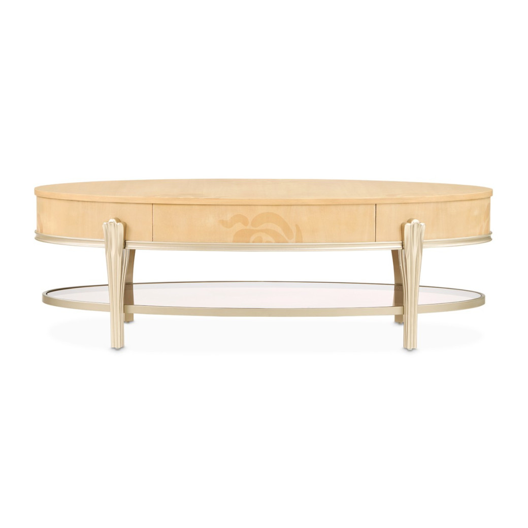 Camellia Field Oval Cocktail Table Caramel Collection By Michael Amini  9090201-134