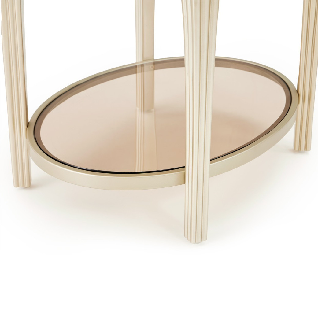 Camellia Field Round End Table w/Drawer Caramel Collection by Michael Amini  9090202-134
