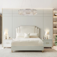 Platform Bed White Cloud Finish Palm Gate collection by Michael Amini