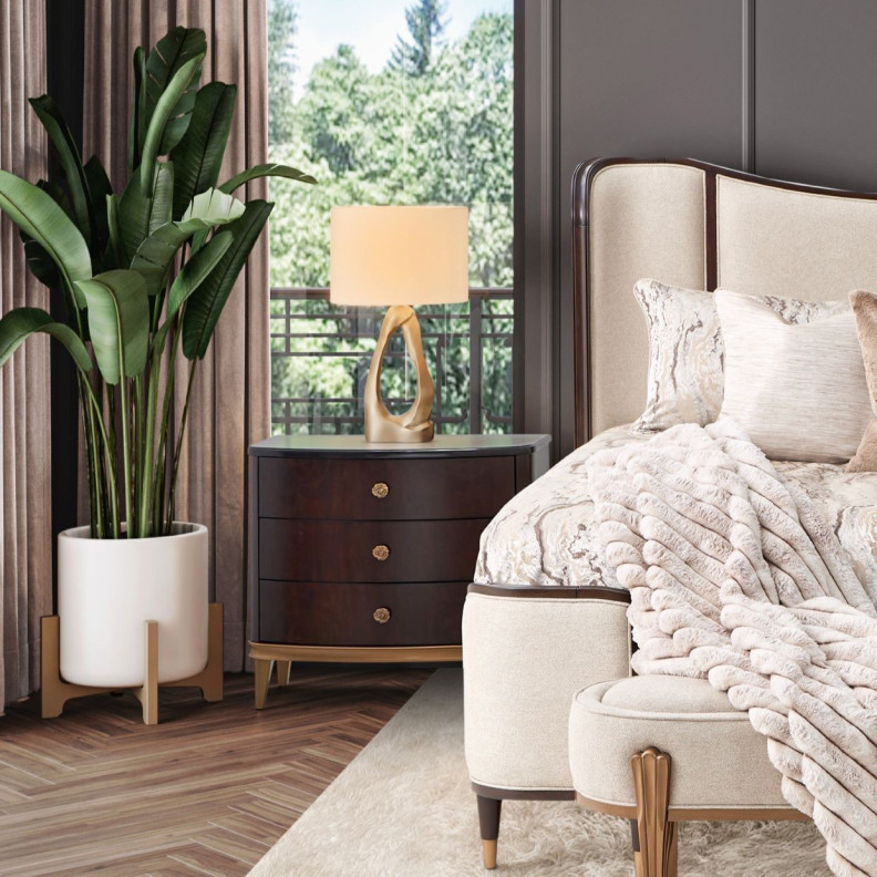 Nightstand Warm Pecan Camellia Field Collection By Michael Amini 9090040-400