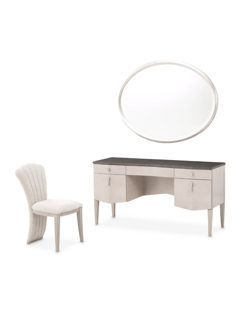 Vanity with Mirror Fantosini Silver Mist Collection By Michael Amini 9091058VAN2-823
