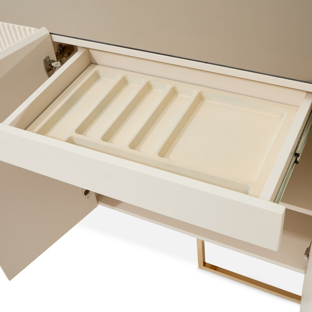 Console Table Silken Matte Cream Lisbon Collection by Michael Amini LFR-LSBN223-140