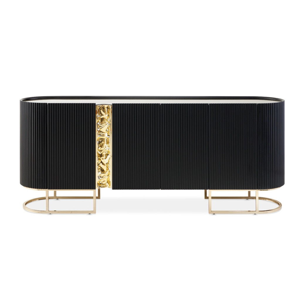 Console Table Silken Matte Black Lisbon Collection by Michael Amini  LFR-LSBN223-826