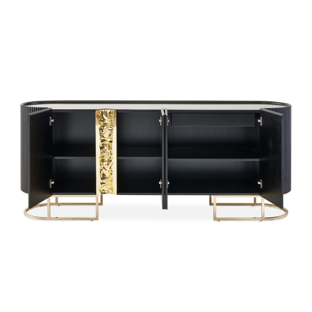 Console Table Silken Matte Black Lisbon Collection by Michael Amini  LFR-LSBN223-826