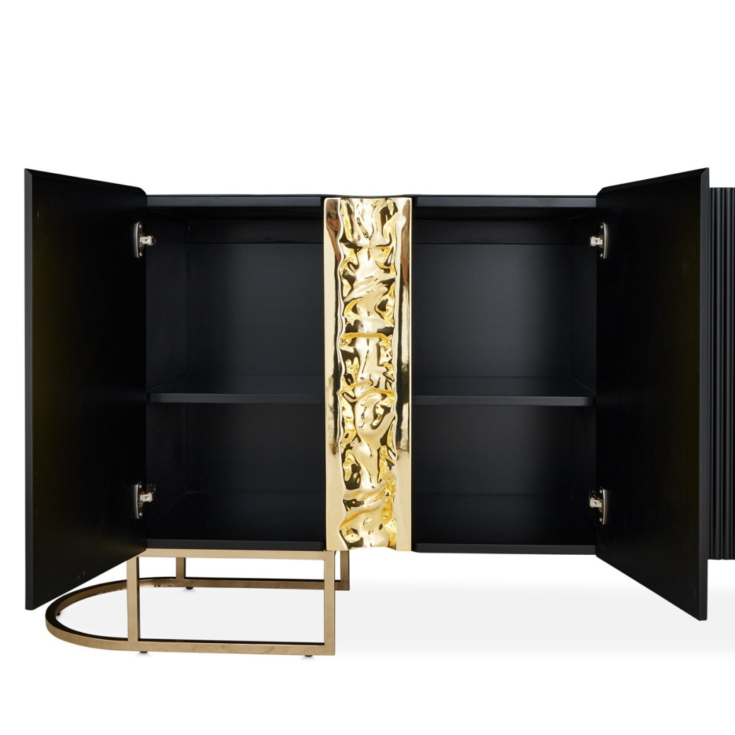 Console Table Silken Matte Black Lisbon Collection by Michael Amini  LFR-LSBN223-826