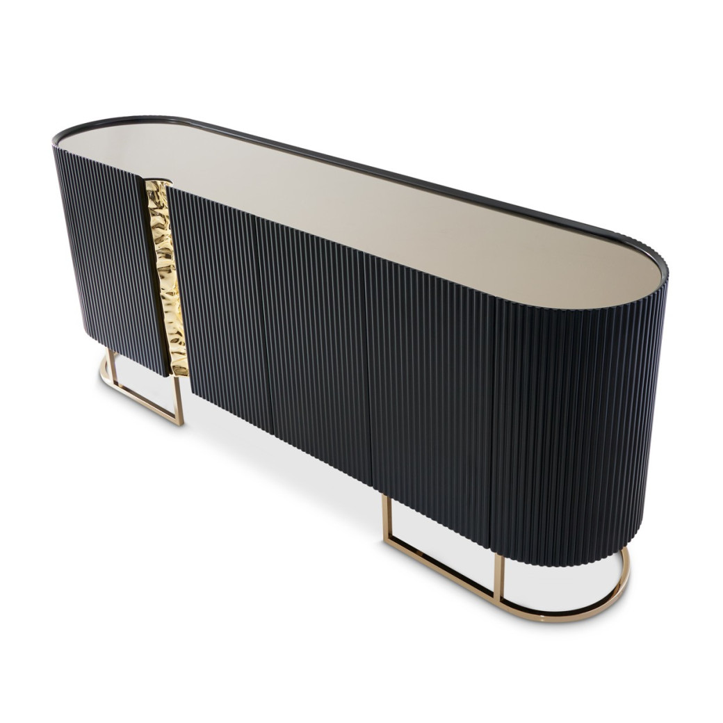 Console Table Silken Matte Black Lisbon Collection by Michael Amini  LFR-LSBN223-826