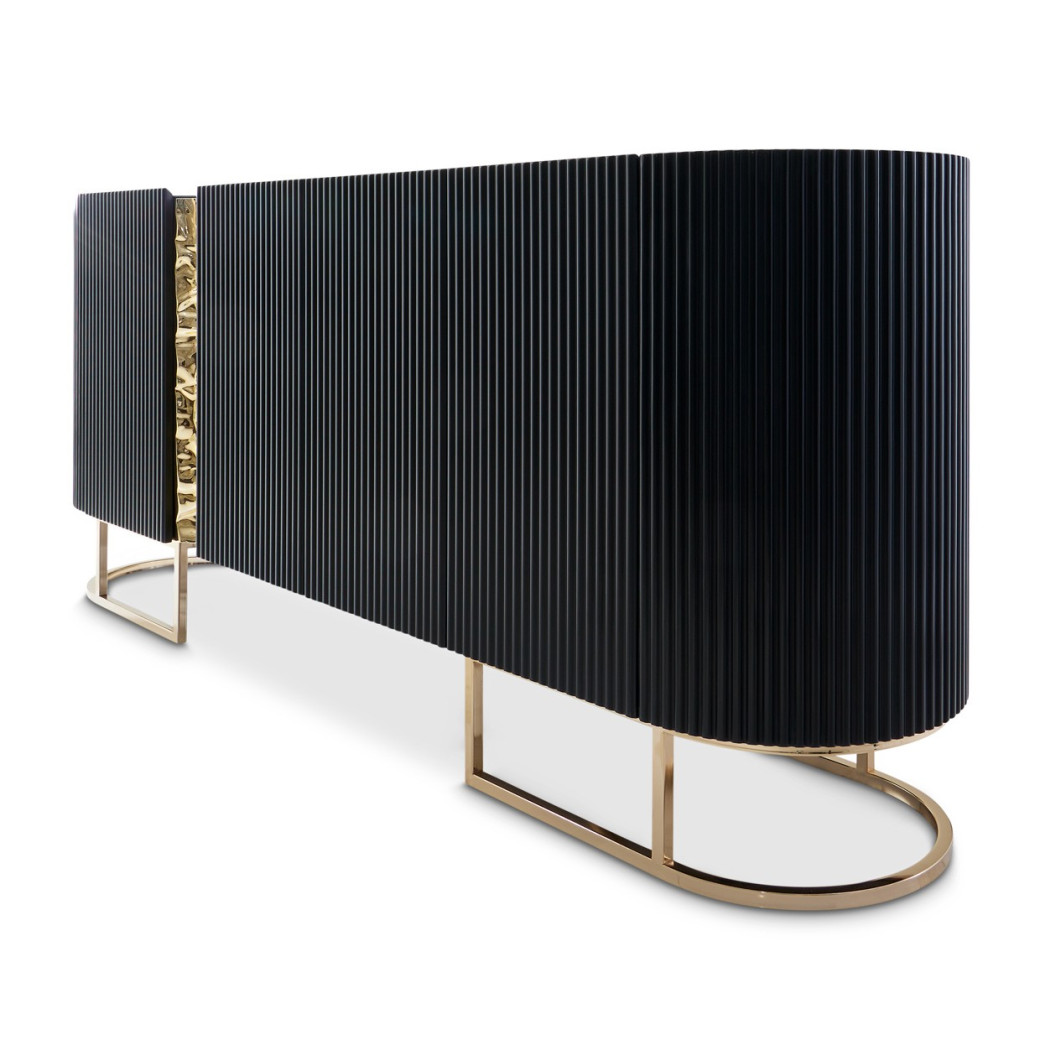 Console Table Silken Matte Black Lisbon Collection by Michael Amini  LFR-LSBN223-826