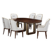 7PC Oval Dining Table Walnut Finish Houston Collection by Michael Amini  9095002-416