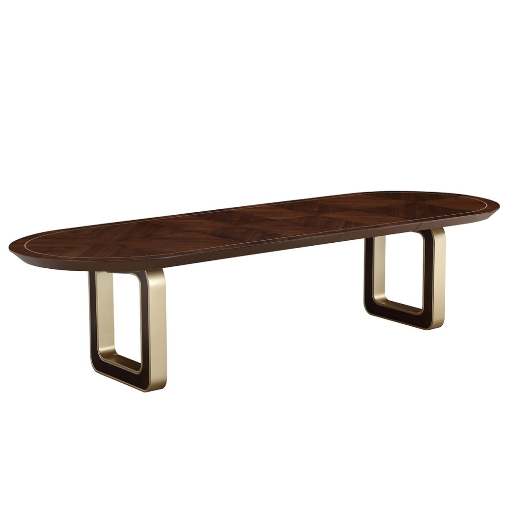 7PC Oval Dining Table Walnut Finish Houston Collection by Michael Amini  9095002-416