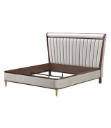Eastern King Channel Tufted Panel Bed 3pc Walnut Houston Collection by Michael Amini  9095000EK3-416