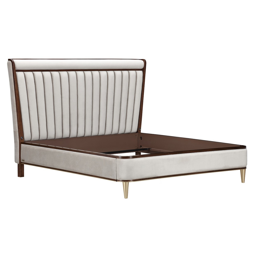 Eastern King Channel Tufted Panel Bed 3pc Walnut Houston Collection by Michael Amini  9095000EK3-416