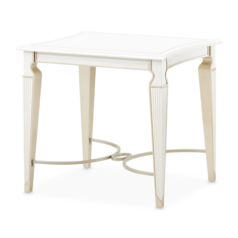 End Table Creamy Pearl Finish La Marisia Collection By Michael Amini  9089202-112