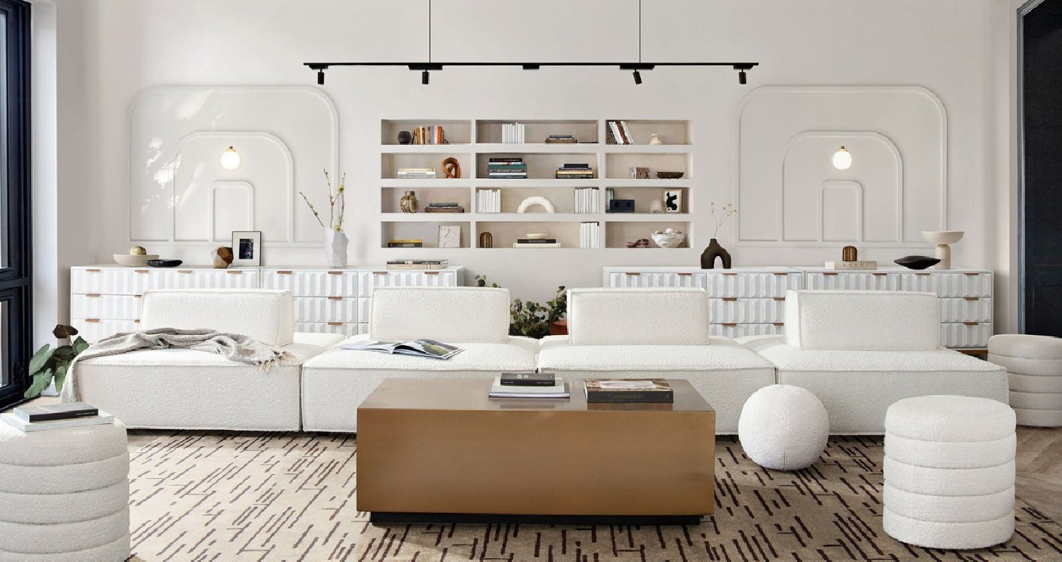 Cara Collection 4PC Lounger Sectional Contemporary and modern Sectional in white by Diamond Sofa