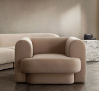 Form Collection contemporary and modern Sofa in Ivory Boucle by Diamond Sofa