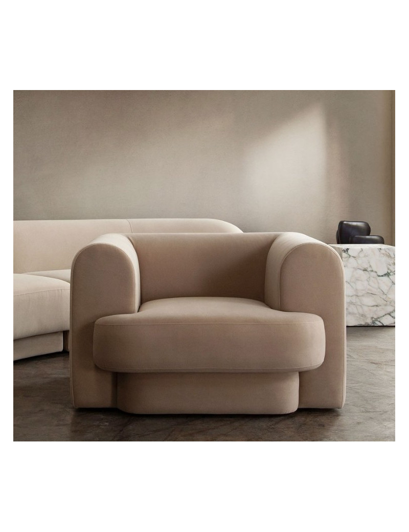 Form Collection contemporary and modern Sofa in Camel Velvet by Diamond Sofa