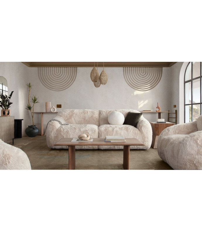 Dawson Modern & Clean Design in Natural Fax Fur By Diamond Sofa